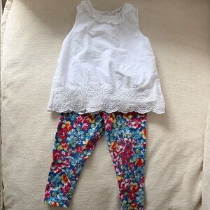 Ralph Lauren White Eyelet Tank Top with Floral Leggings